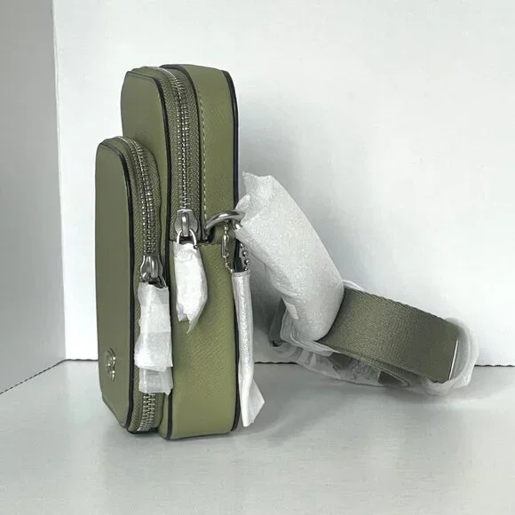 Coach Phone Crossbody Bag CP272 Crossgrain Leather Moss Pockets Unisex ORGPKG - Picture 5 of 12